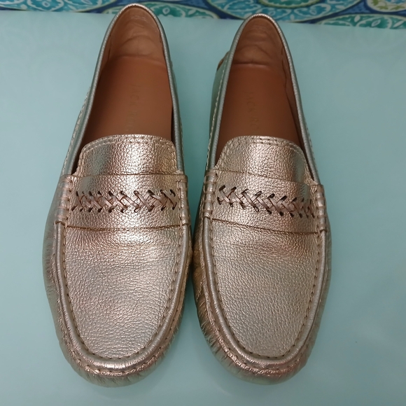 Jack Rogers Metallic Slip-On Loafers with Moccasin Stitching - Picture 1 of 9